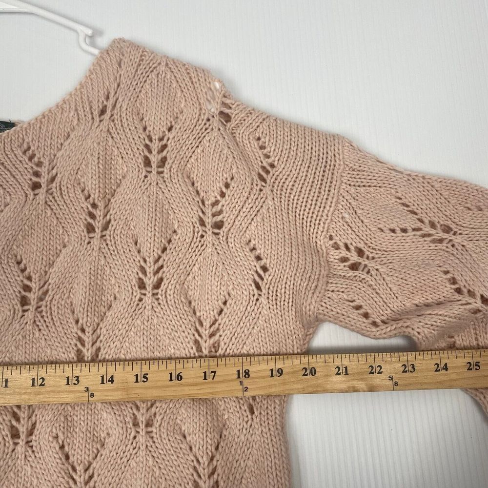 Women's Spacedye Boat Neck Pointelle Knit Pullover Sweater Size M Pink New - Picture 7 of 16
